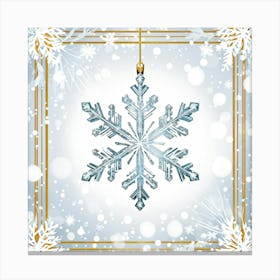 Abstract Illustration Of A Glistening Snowflake Ornament White With Hints Of Silver And Gold Suspe (3) Canvas Print