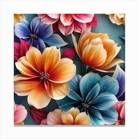 Colorful Flowers Wallpaper 3 Canvas Print