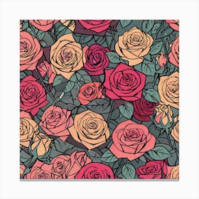 Seamless Rose Pattern Canvas Print