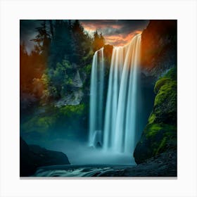 Multnomah Falls at sunset. Just one of many large waterfalls along the Columbia Gorge in Washington and Oregon(9) Canvas Print