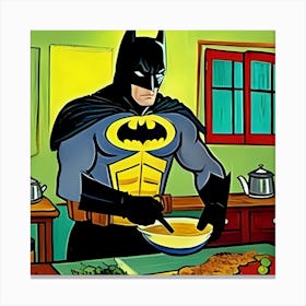 Comic Book Batman Cooking Canvas Print