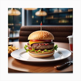 Hamburger On A Plate 22 Canvas Print