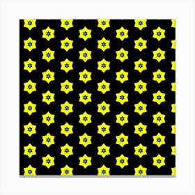 Pattern Yellow Stars Black Background Canvas Print