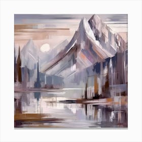 Firefly An Illustration Of A Beautiful Majestic Cinematic Tranquil Mountain Landscape In Neutral Col (4) Canvas Print