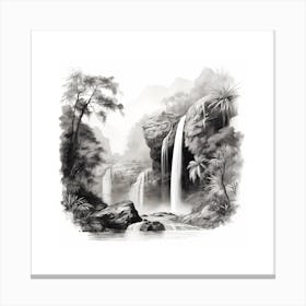 Picturesque Waterfalls Sketch Canvas Print