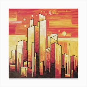 An Abstract Drawing Of A City Skyline Wi Canvas Print