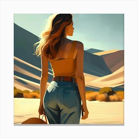 Girl Walking In The Desert Canvas Print