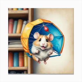 Hamster In The Library Canvas Print
