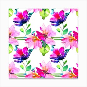 Watercolor Flowers On A White Background Canvas Print