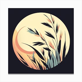 Moon And Grass Canvas Print
