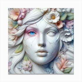 Face Of A Woman With Flowers Canvas Print
