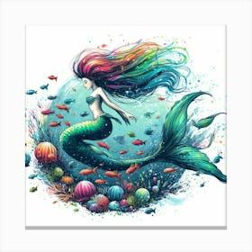 Illustration Mermaid Canvas Print