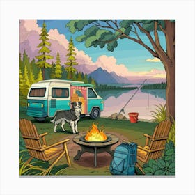 Campfire In The Woods Canvas Print