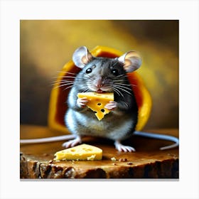 Mouse Eating Cheese Canvas Print