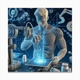 Man Working On A Machine Canvas Print