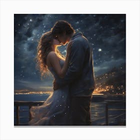 Kisses under the starry sky Canvas Print