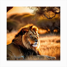 Lion In The Grass 5 Canvas Print