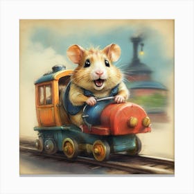 Hamster On A Train 1 Canvas Print