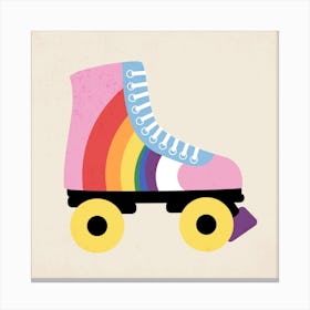 Rainbow Roller Skates Square Canvas Print