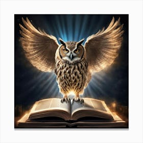 Owl On Book 1 Canvas Print
