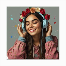 Young Woman Listening To Music Canvas Print