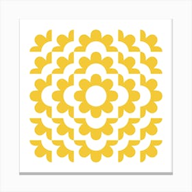 Midcentury Modern Abstract Geometric Flower Pattern Floral in Mustard Yellow Gold 3 Canvas Print