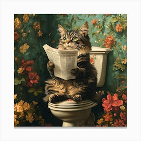 Cat Reading Newspaper 5 Canvas Print