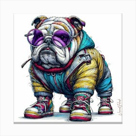 Urban Purple Bulldog Canvas Print