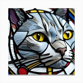 Cat, Pop Art 3D stained glass cat superhero limited edition 11/60 Canvas Print