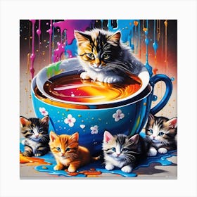 Kittens In A Cup Canvas Print