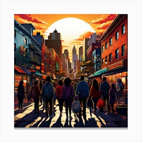 City At Sunset art print 1 Canvas Print