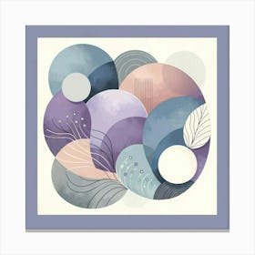 "Serene Circles and Botanical Patterns"  Delve into the tranquil harmony of soft-hued circles intertwined with delicate botanical patterns in this serene abstract illustration. Ideal for those who appreciate the fusion of nature and geometry, this image evokes a peaceful ambiance that complements minimalist and contemporary decor. Its versatile color scheme makes it a fitting choice for a calming bedroom piece or a sophisticated accent in a professional setting. Canvas Print