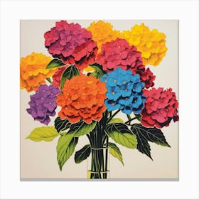 Hydrangea 4 Pop Art Illustration Square Canvas Print