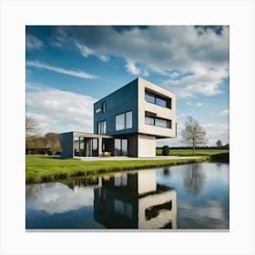 Modern House On The Water Canvas Print