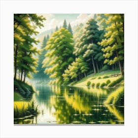 Lake In The Forest 8 Canvas Print