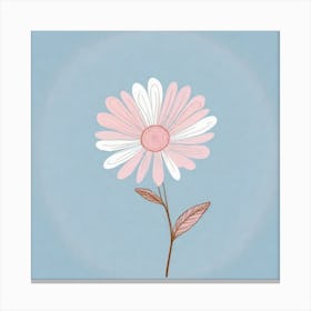 A White And Pink Flower In Minimalist Style Square Composition 151 Canvas Print