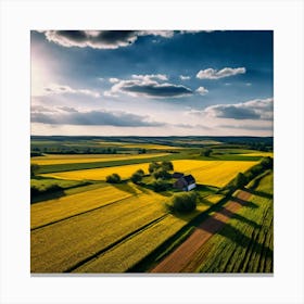 Drone Rural Farm Field Aerial Land Agricultural Crop Countryside Environment Agriculture (9) Canvas Print