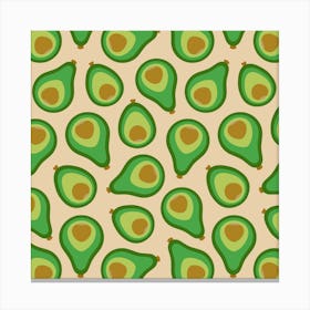 PLUMP AVOCADOS Retro Ripe Fruit in Vintage 70s Green Lime Brown Canvas Print
