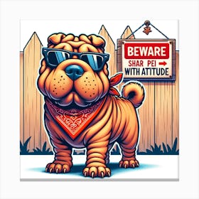 Beware Shar Pei With Attitude 1 Canvas Print