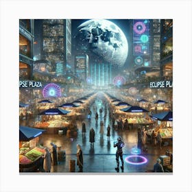 A Futuristic Science Fiction Depiction Of Bustling Canvas Print