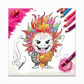 Flaming Monster Canvas Print