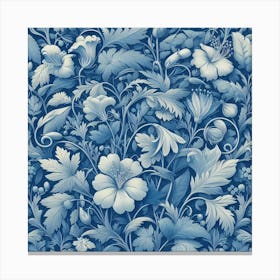 Blue And White Floral 1 Canvas Print