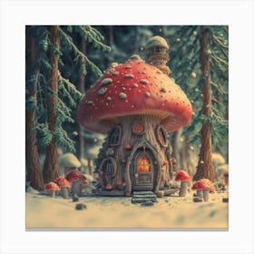 Red mushroom shaped like a hut 7 Canvas Print