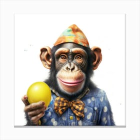 Chimpanzee With Balloon Canvas Print