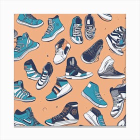 Seamless Pattern Of Sneakers Canvas Print
