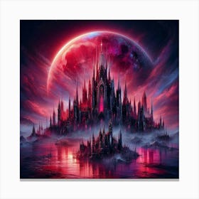 Red Moon City Canvas Print