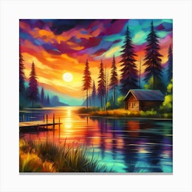 Sunset By The Lake 10 Canvas Print