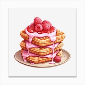 Waffles With Raspberry Syrup Canvas Print