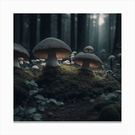 Mushrooms In The Forest Canvas Print