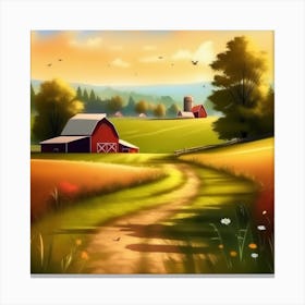 Peaceful Farm Meadow Landscape (49) Canvas Print